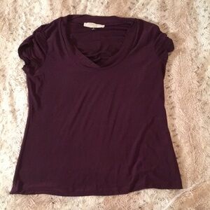 Tahari Purple Fitted Cap Sleeve Top
